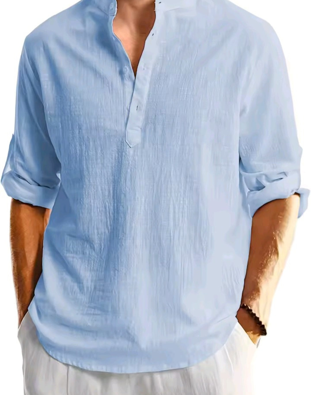 Long-sleeved linen shirt