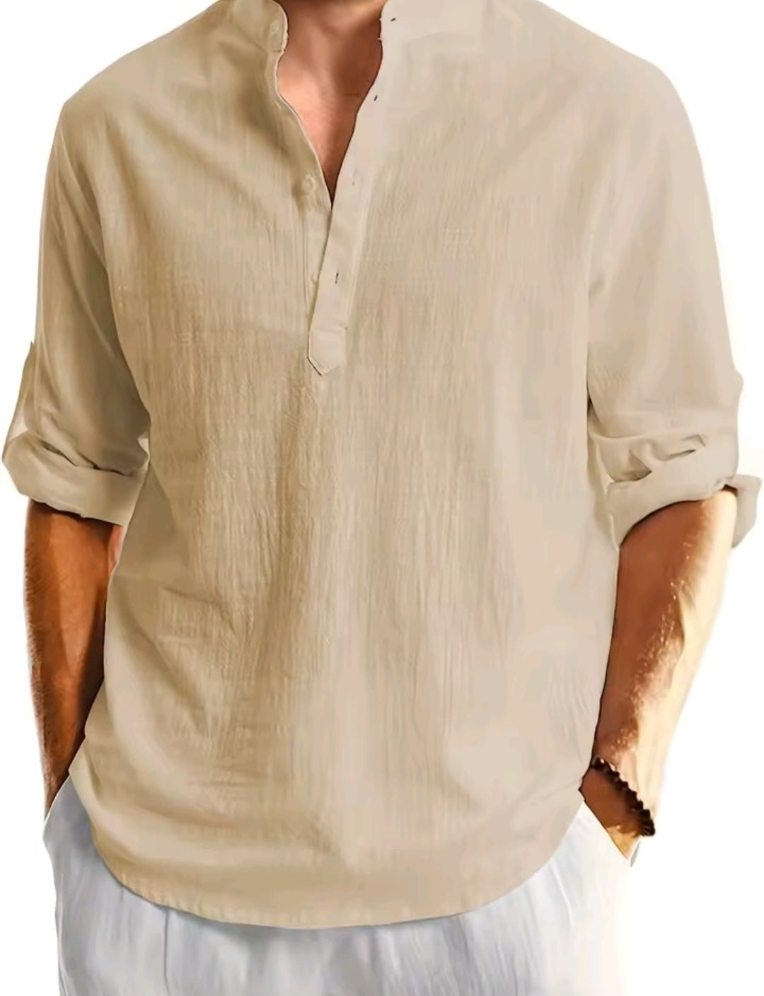 Long-sleeved linen shirt