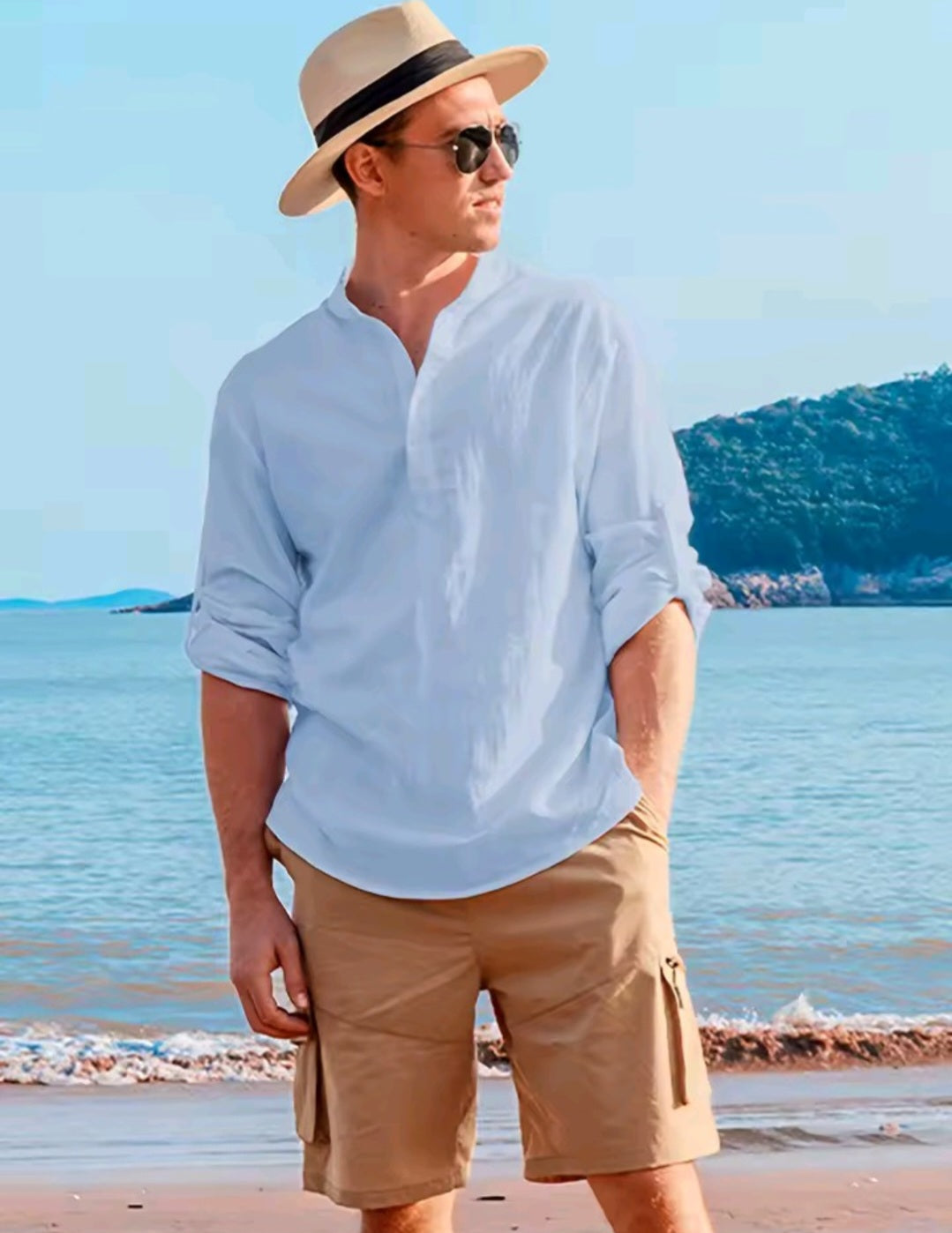 Long-sleeved linen shirt